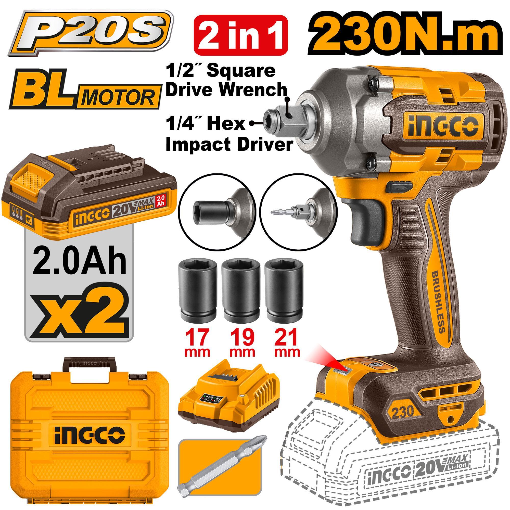 Гайковерт-импакт BL 20В 230Hm 1/2х1/4 SUPER INGCO CIWLI20236 INDUSTRIAL
