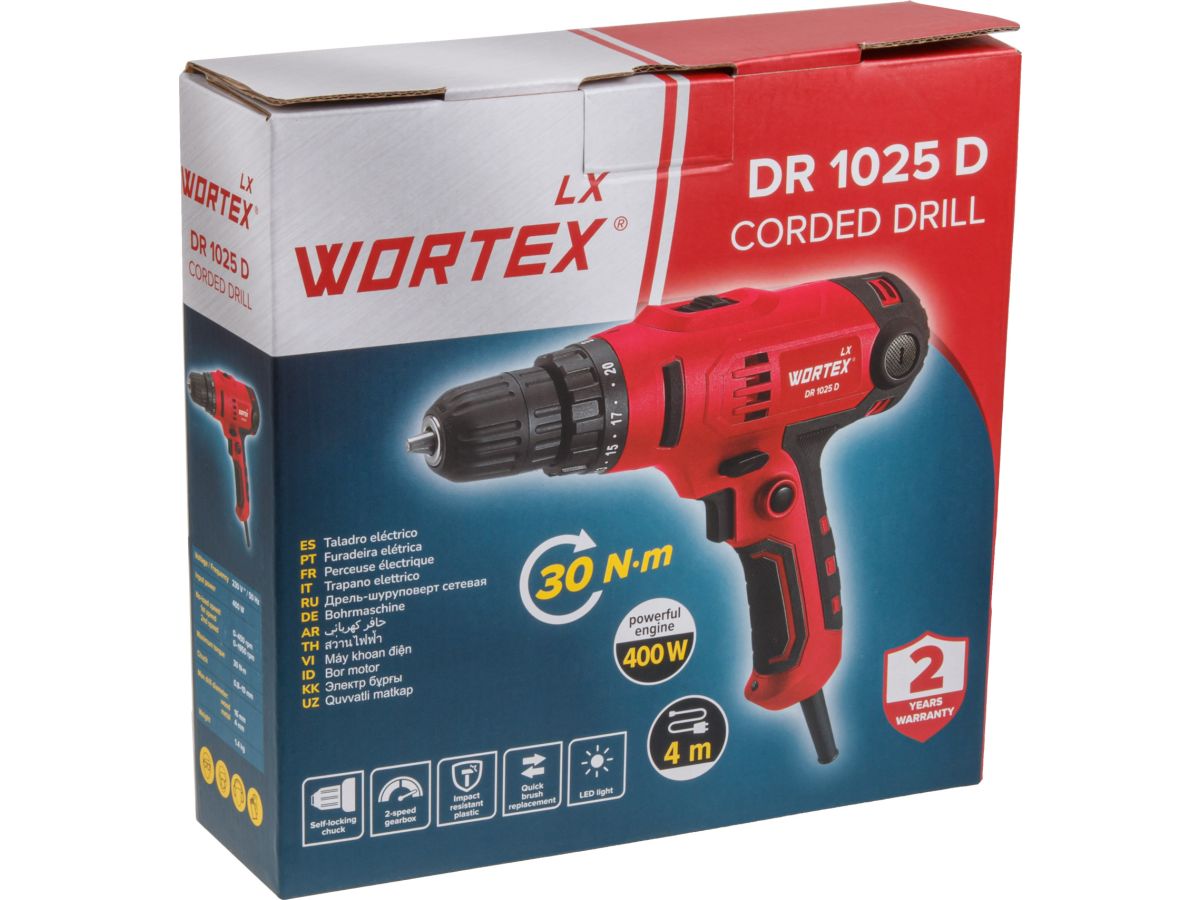 Дрель-шуруповерт сетевая WORTEXLXDR 1025D 400Вт 30Нм
