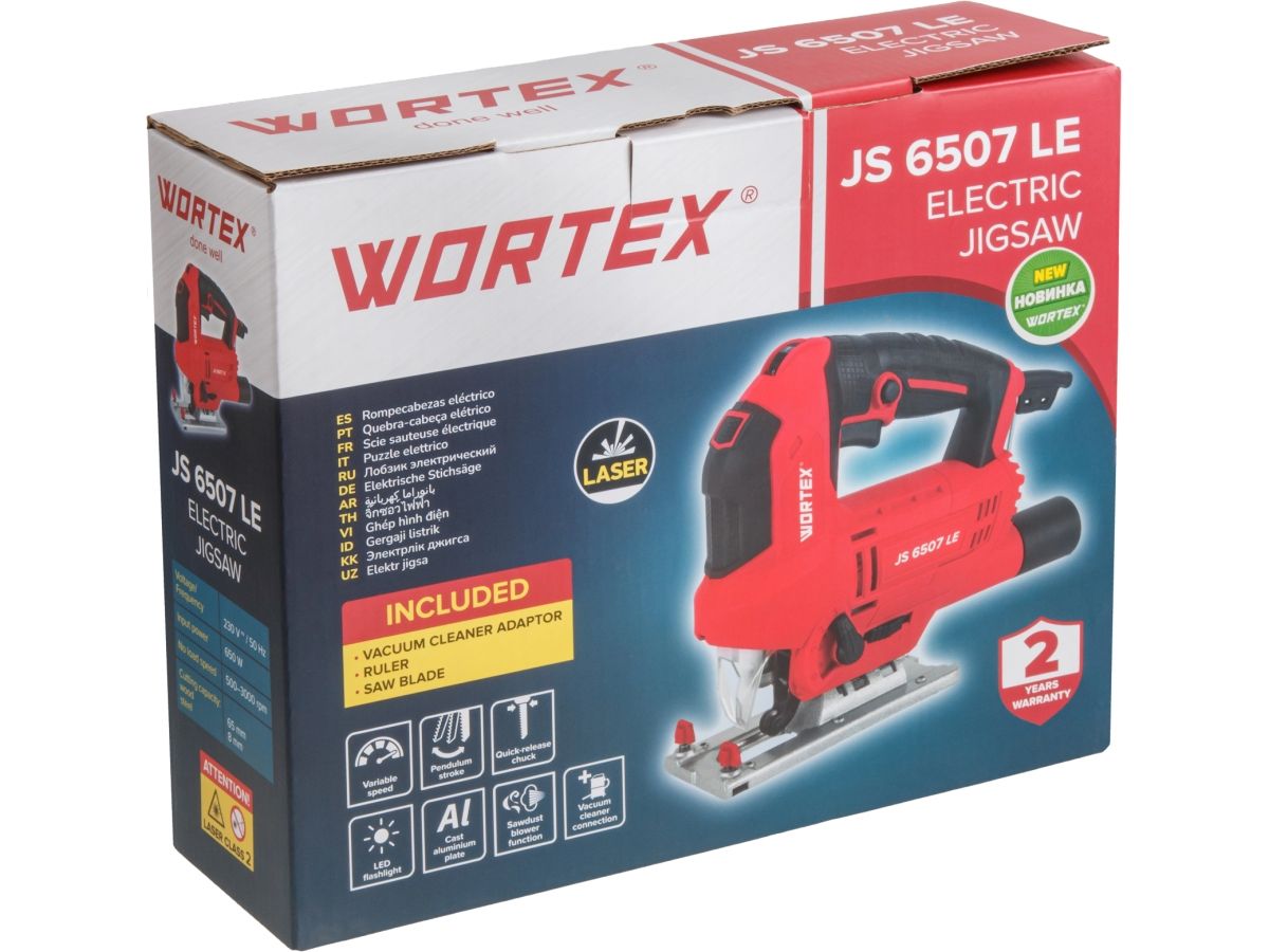 Лобзик электрический WORTEX JS 6507 LE 650 Вт, 500-3000 ход/мин, пропил до 65 мм