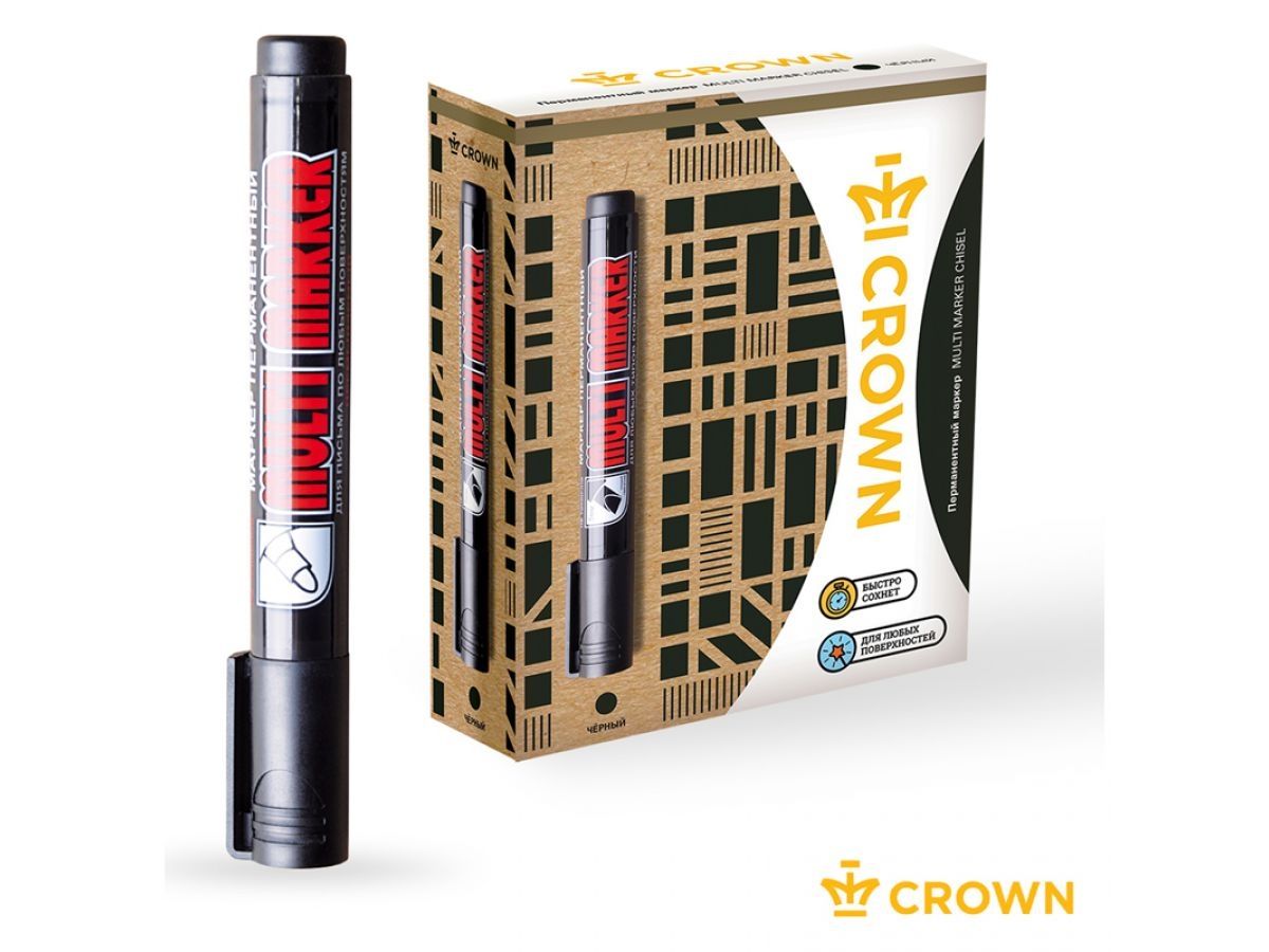  Маркер промышленный перманентный фетровый черный CROWN MULTI MARKER