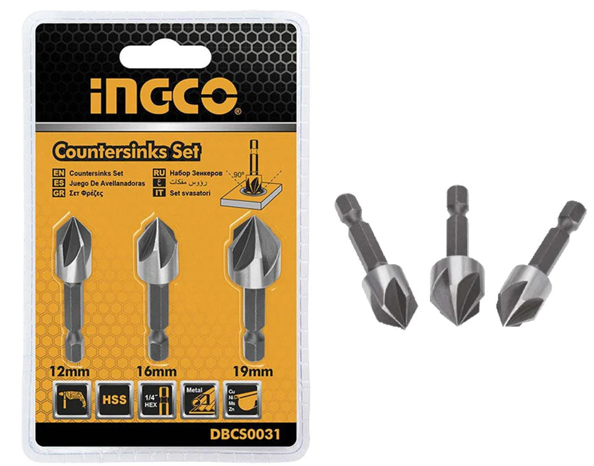 Набор зенкеров 3шт INGCO DBCS0031