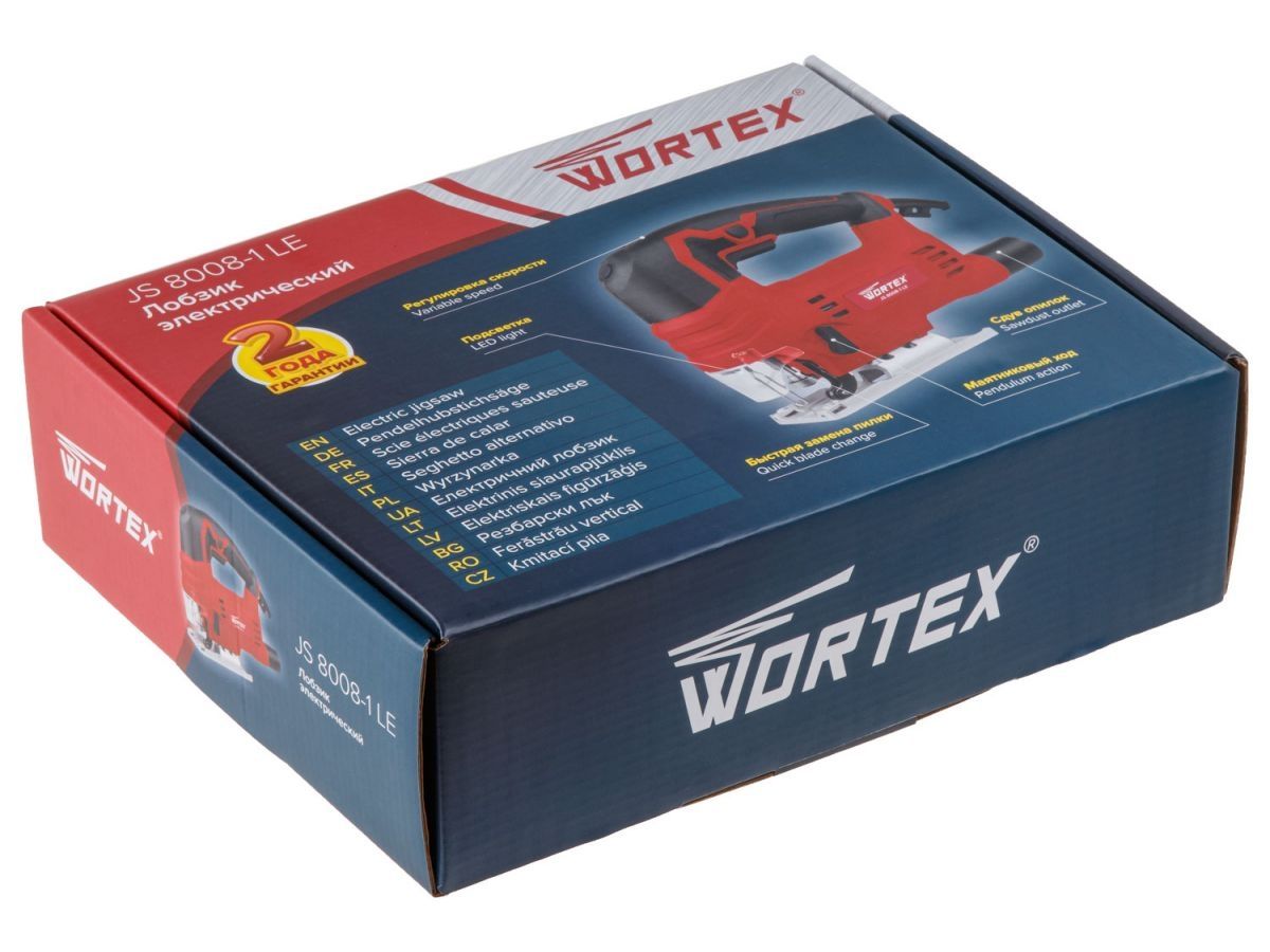 Лобзик электрический WORTEX JS 8008-1 LE 810 Вт, 1000-2900 ход/мин, пропил до 80 мм.