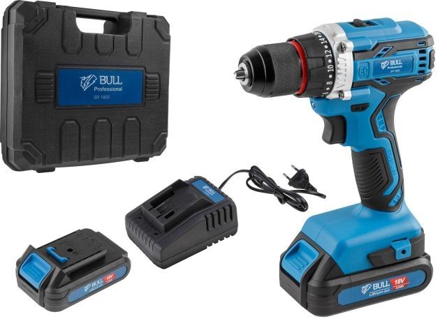 Аккумуляторный шуруповерт BULL SR 1803 18 В, 50 Н*м, 2*2 А*ч акб