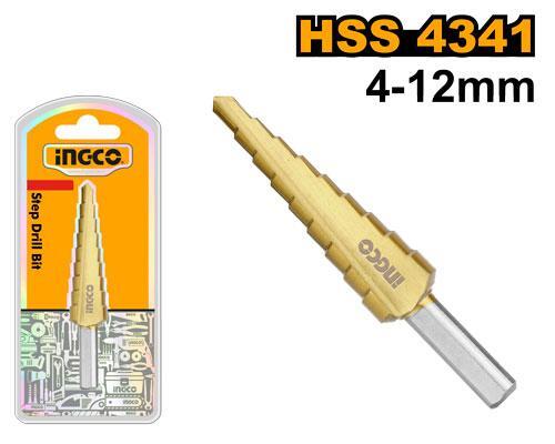 Ступенчатое сверло 4-12 мм INGCO AKSDS41233 INDUSTRIAL