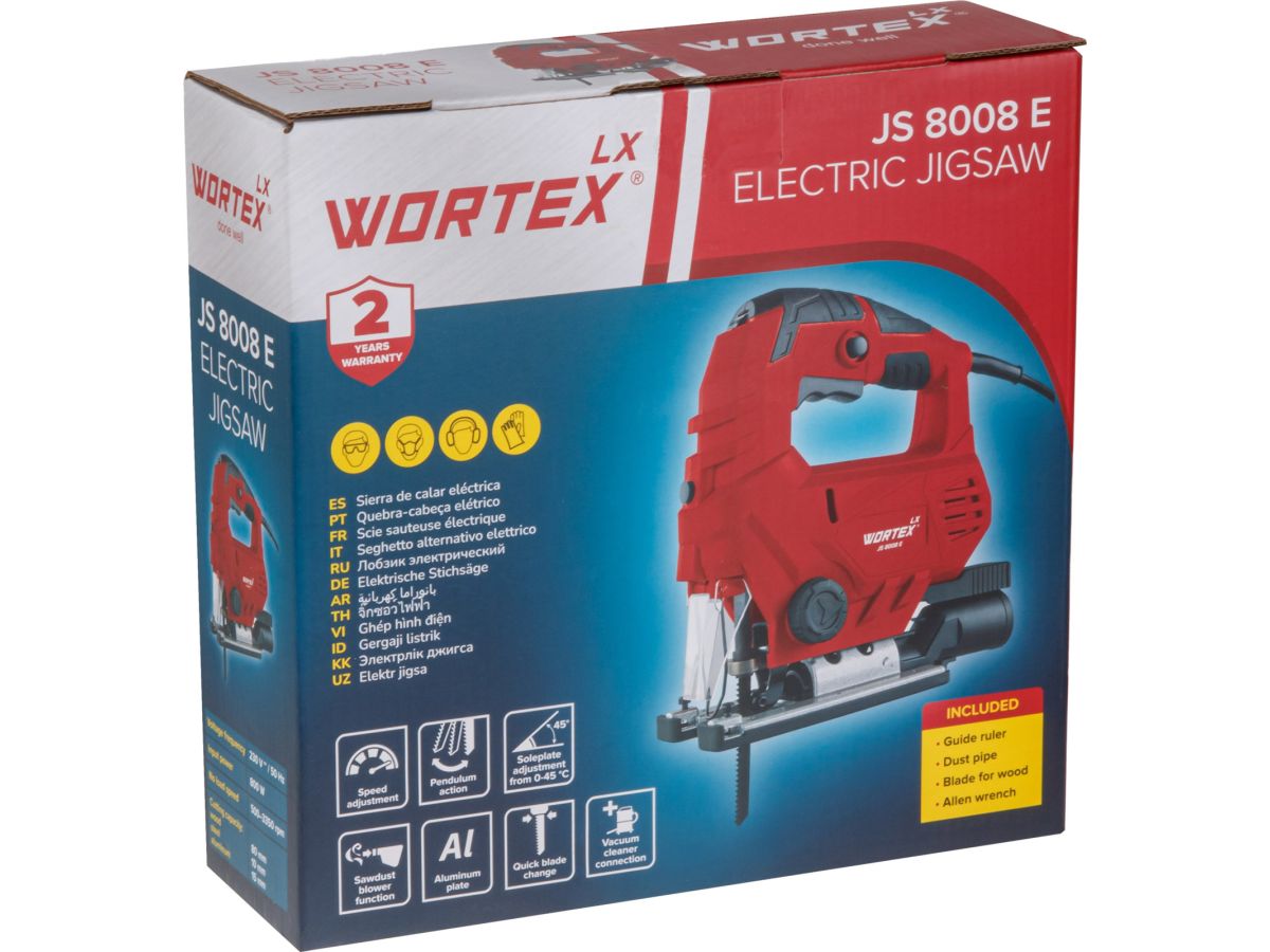 Лобзик электрический WORTEX LX JS 8008 E 800 Вт, 500-3350 ход/мин, пропил до 80 мм