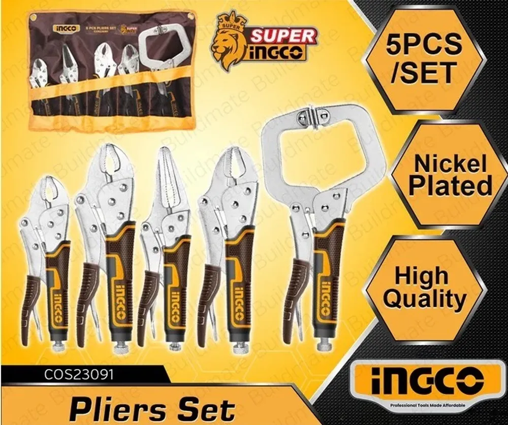 Набор зажимных клещей 5 шт INGCO COS23091