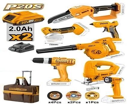 набор "все в одном" из 7 шт литий-ионных аккумуляторов INGCO CKLI20216