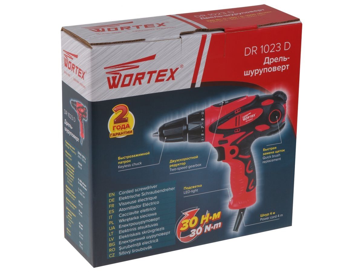 Дрель-шуруповерт сетевая WORTEX DR1023D