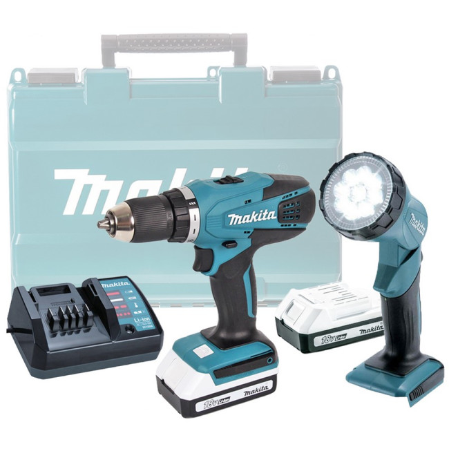 Аккумуляторный шуруповерт 18В MAKITA LXT DF 457 DWLE + фонарь