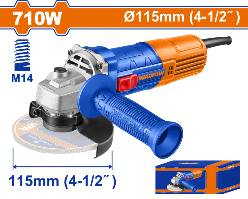Угловая шлифовальная машина 710 Вт, 115 мм WADFOW WAG15761