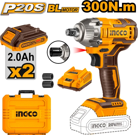 Аккумуляторный ударный гайковерт BL 20В 300Hm 1/2 SUPER INGCO CIWLI2038