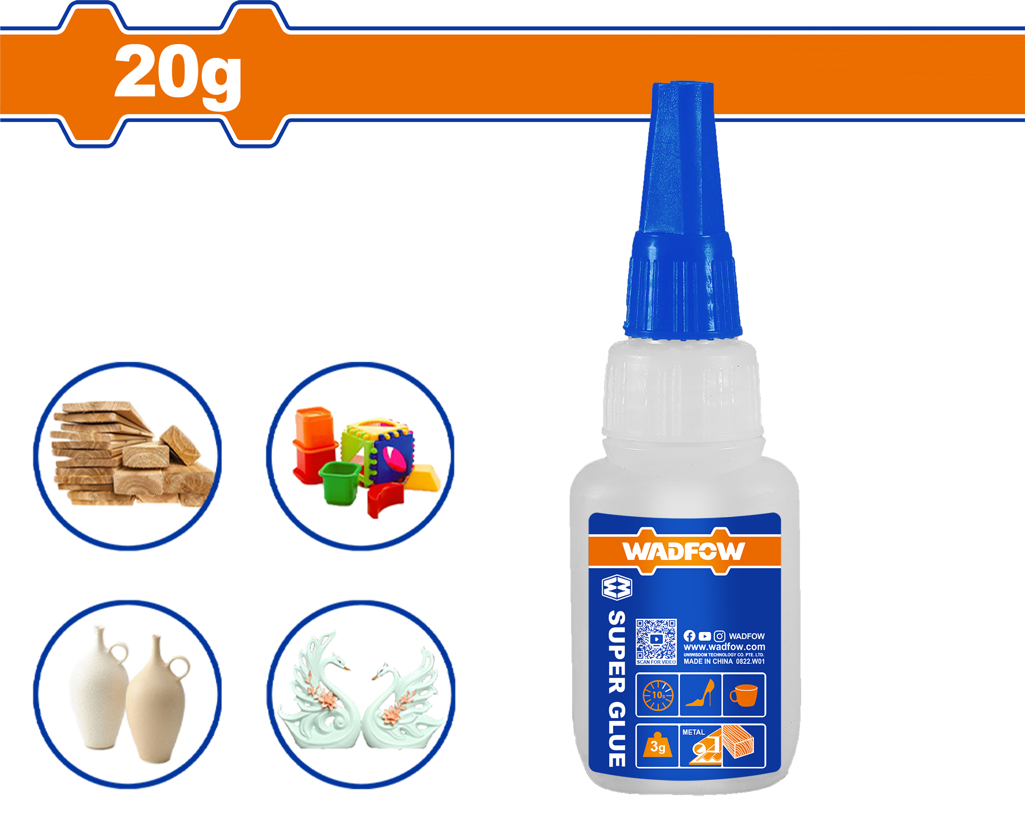 Супер клей 20 г WADFOW WGX1K11