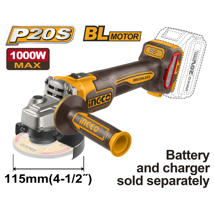 Аккумуляторная УШМ б/щ 115 мм INGCO CAGLI27153 INDUSTRIAL