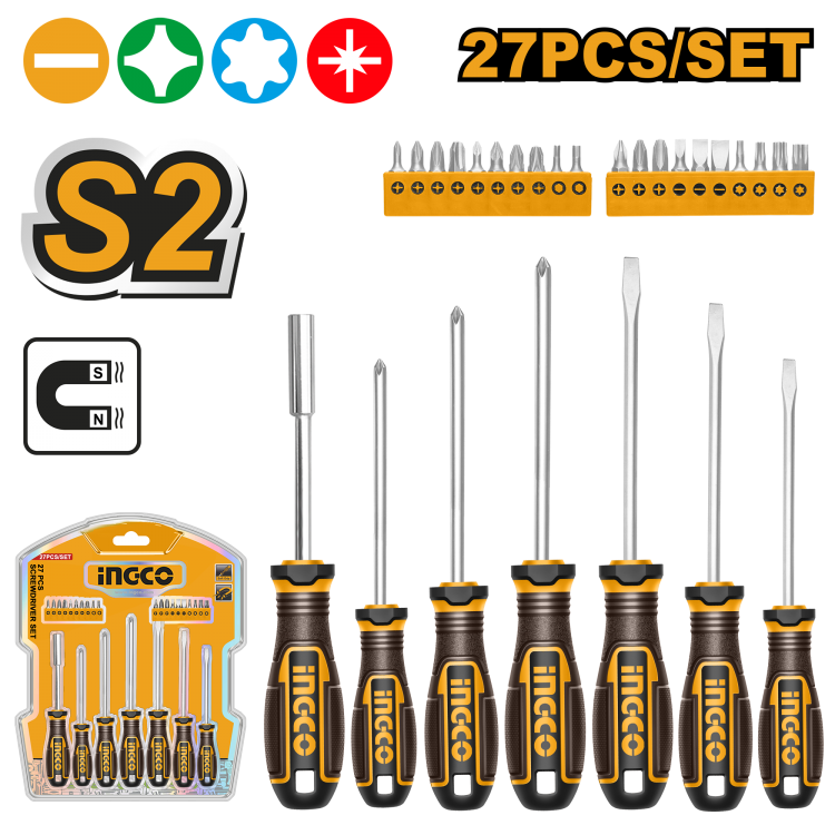Набор отверток и бит 27 шт (5/20) INGCO HKSDS2728 INDUSTRIAL