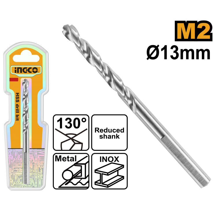 Сверло по металлу M2 HSS 13 мм (90/180) INGCO DBT11301301 INDUSTRIAL
