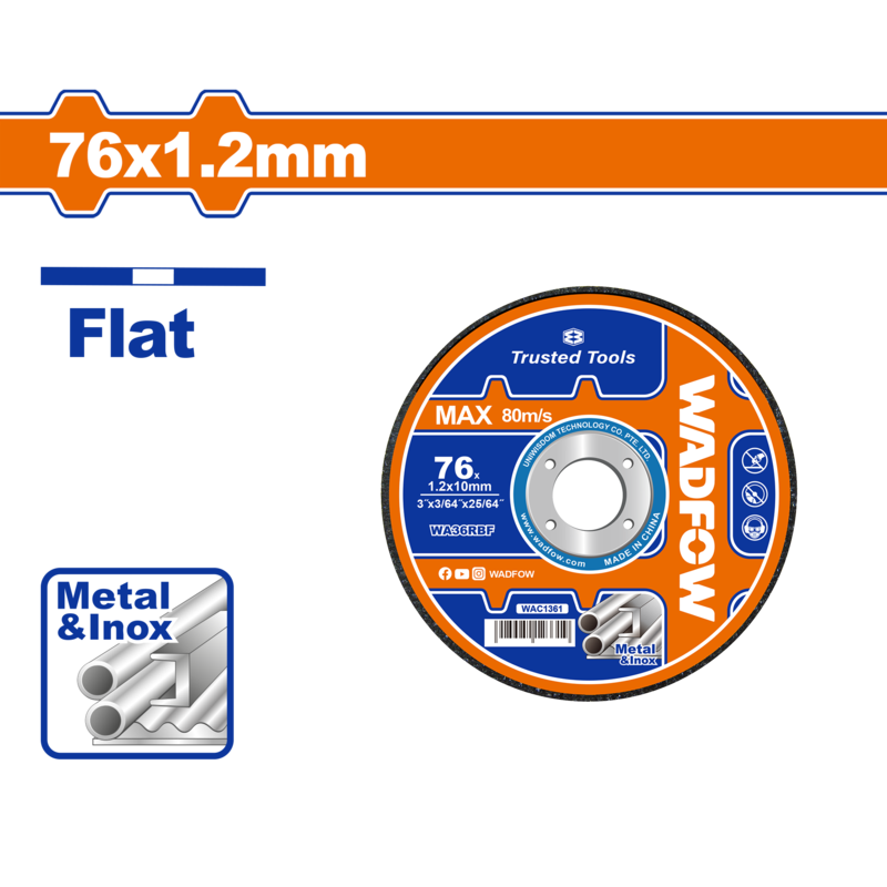 Диск отрезной 76х1.2х22.2 мм (100/1000) WADFOW WAC1361
