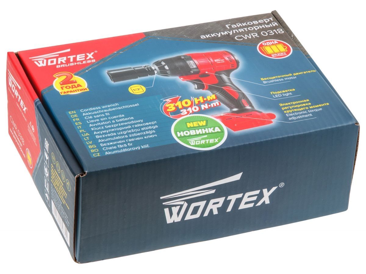 Аккумуляторный ударный гайковерт WORTEX CWR 0318,18 В, 310 Н*м, 1/2"