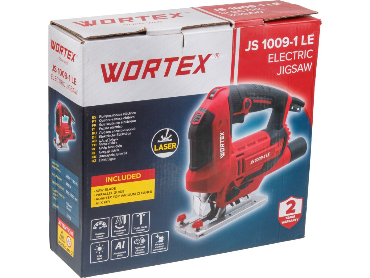 Лобзик электрический WORTEX JS 1009-1 LE 850 Вт, 500-3000 ход/мин, пропил до 100 мм