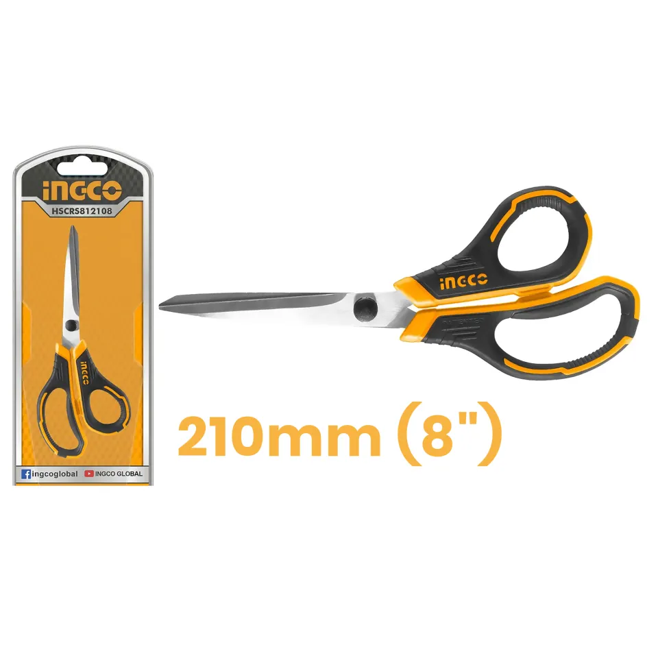 Ножницы с длинным лезвием с резиновой рукояткой 210мм INGCO INDUSTRIAL HSCRS812108