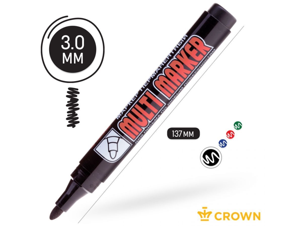  Маркер промышленный перманентный фетровый черный CROWN MULTI MARKER
