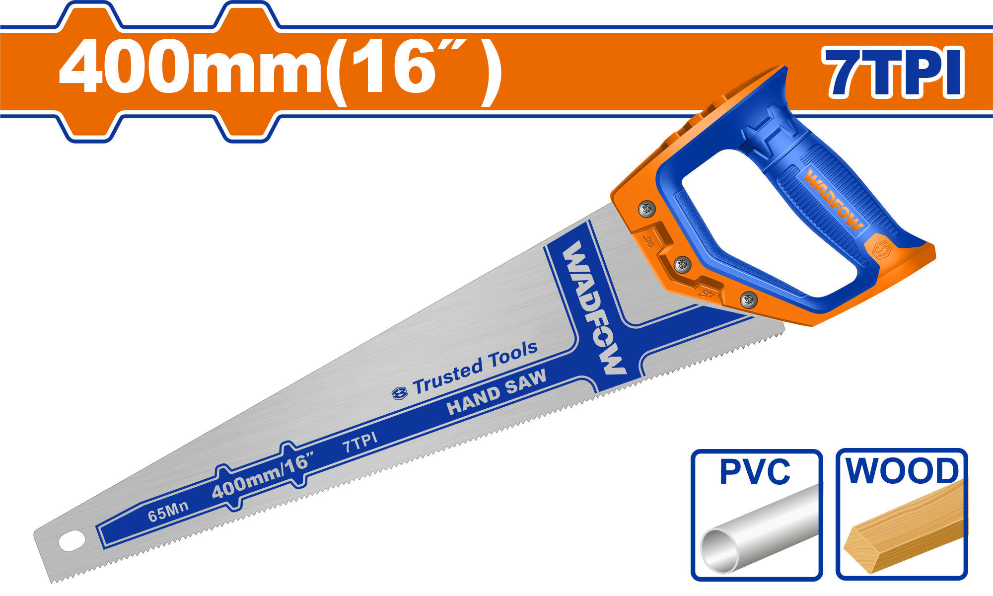 Ножовка по дереву 400 мм 7TPI (6/24) WADFOW WHW1116