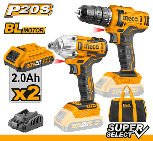 Аккумуляторный беспроводной комбинированный комплект из 2 предметов INGCO CKLI2017