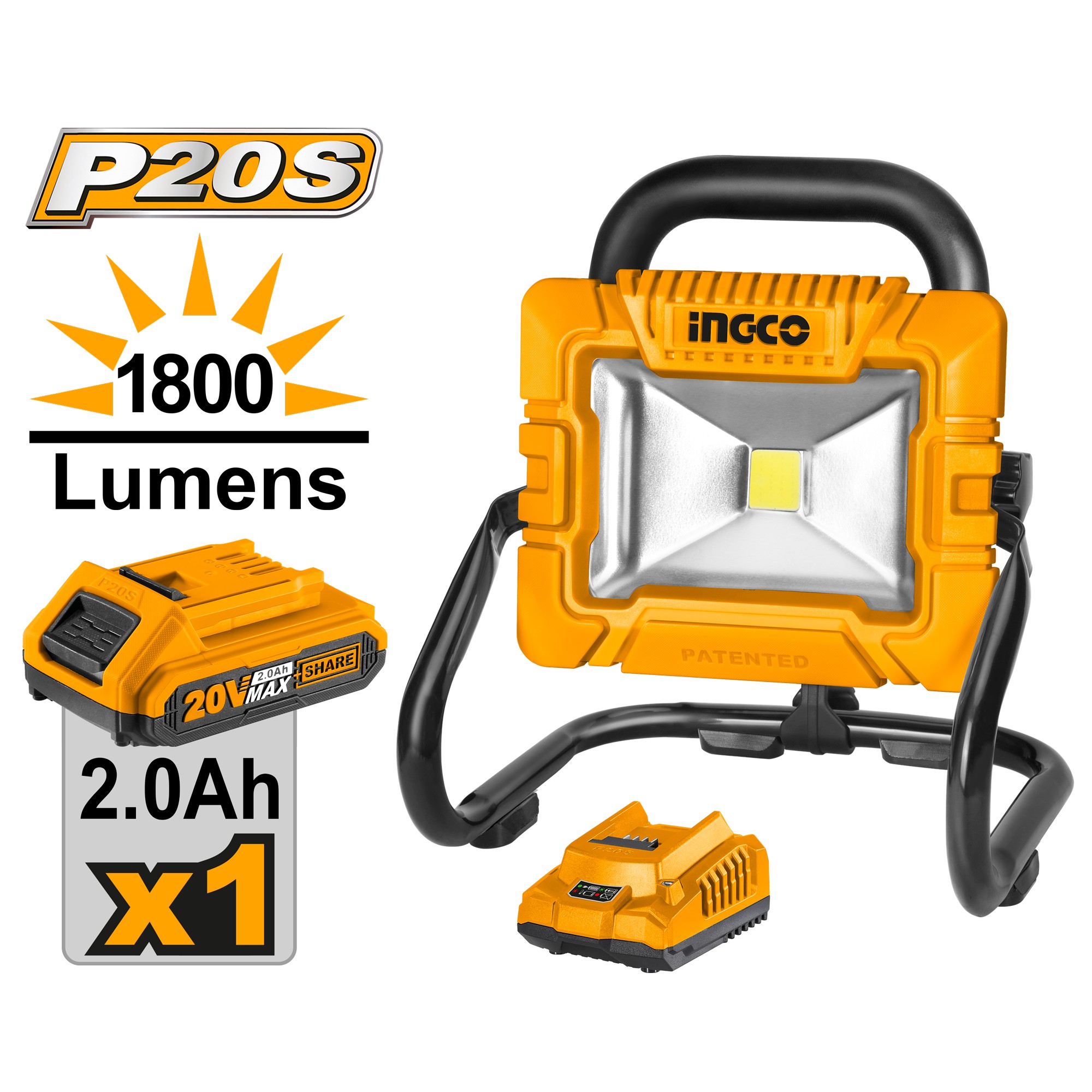 Аккумуляторная портативная лампа INGCO CWLI20258