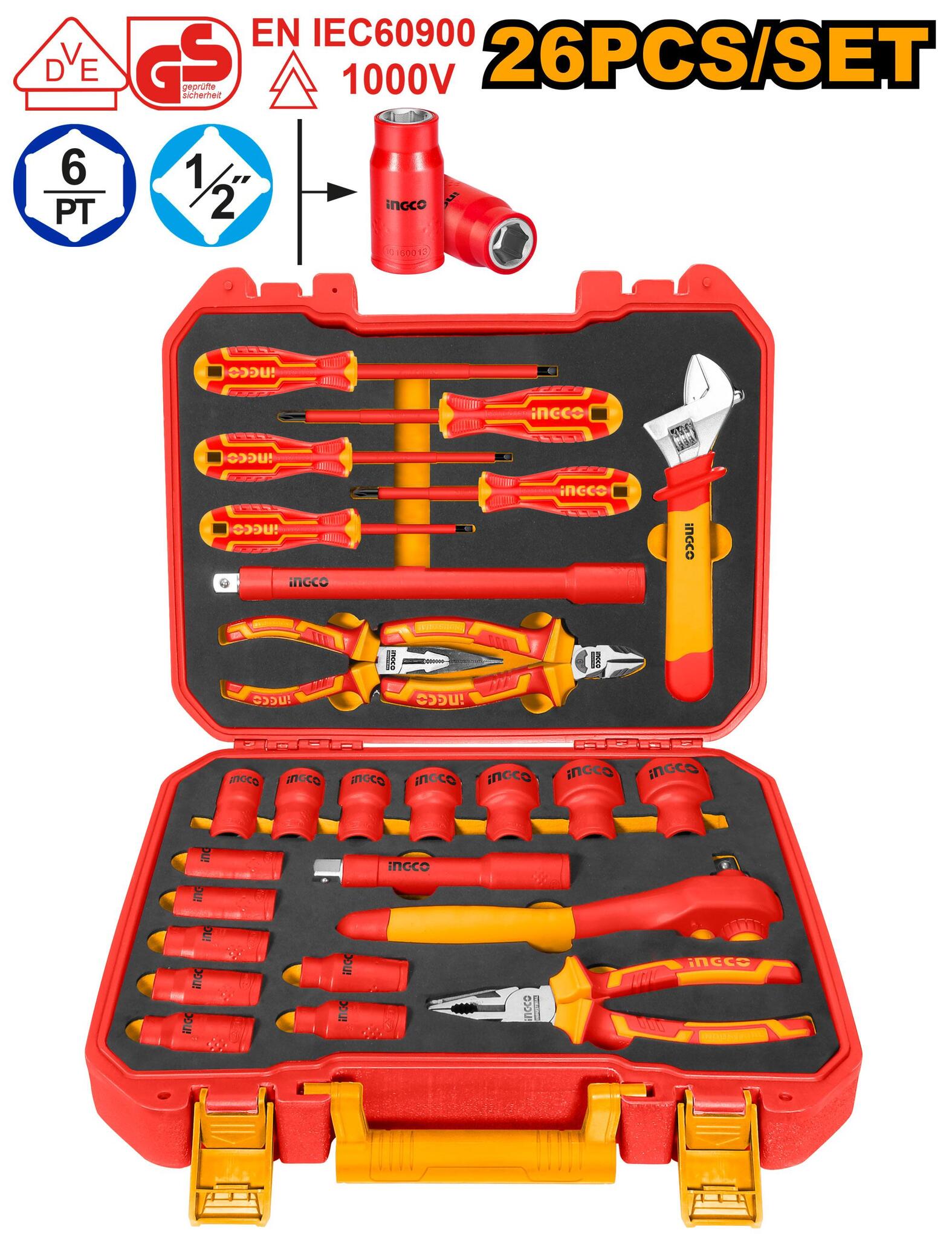 Набор диэлектрического инструмента 26 шт. INGCO HKITH2601