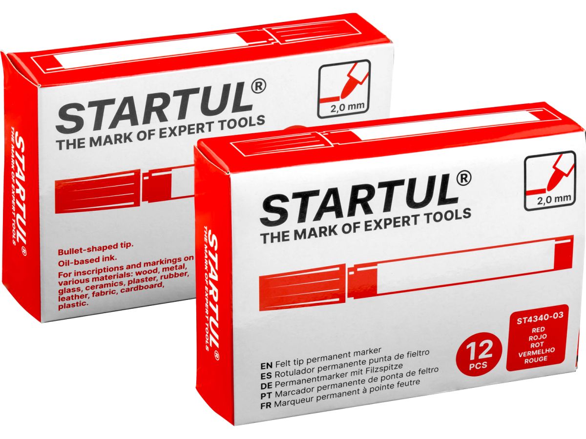  Маркер промышленный перманентный фетровый красный STARTUL PROFI (ST4340-03)