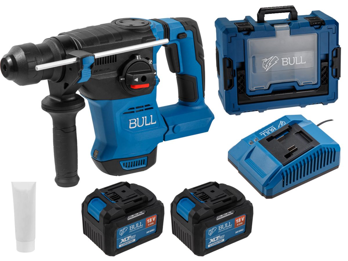 Аккумуляторный перфоратор BULL CBH 1826 XLTpro 18 В, 2.6 Дж, 26 мм, 2x6 А*ч, з/у