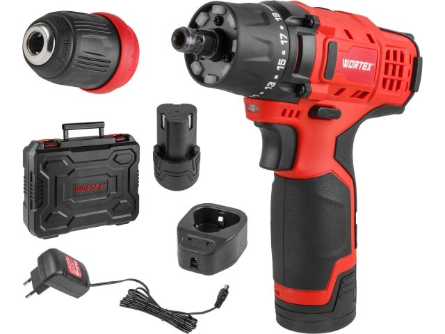 Аккумуляторный шуруповерт WORTEX BD 1215 LiSET 12 В, 30 Н*м, 2х1.5 А*ч