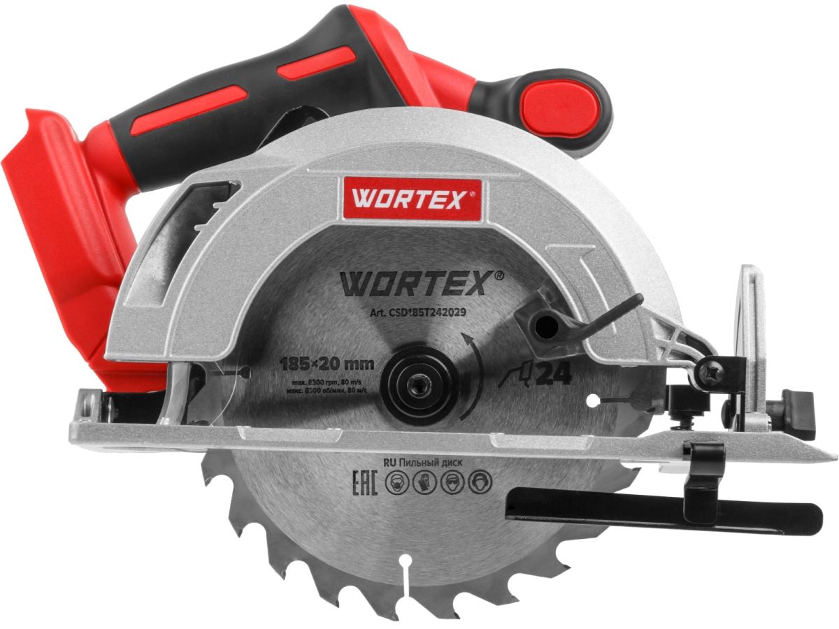 Аккумуляторная циркулярная пила WORTEX CCS 1819-1 18 В, 185 мм, до 63 мм