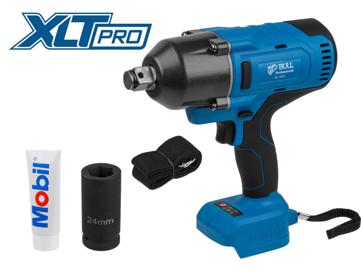 Аккумуляторный ударный гайковерт BULL SC 1801 XLTpro 18 В, 1000 Н*м, 3/4"