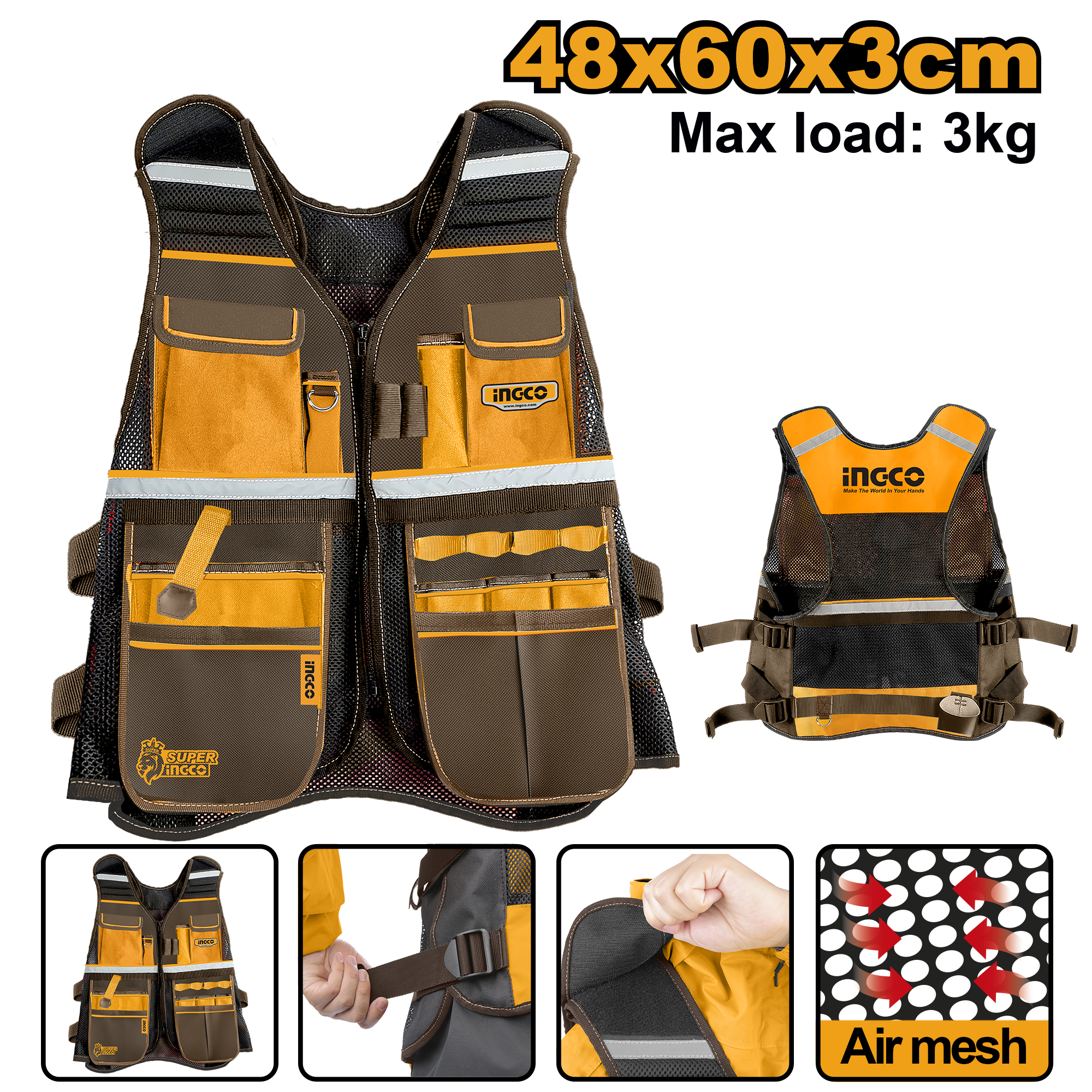 Жилет для инструмента 48х60х3 см, 3кг INGCO HTVT09028 INDUSTRIAL