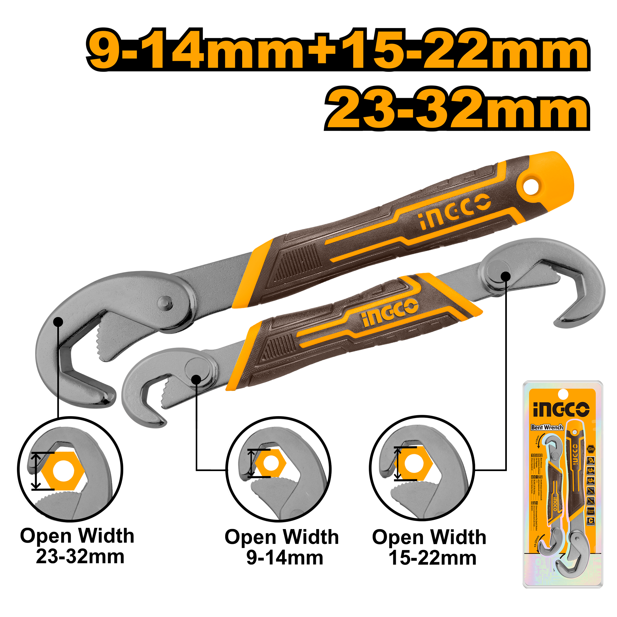 Ключи универсальные INGCO HBWS09328 9-14 мм, 15-22 мм, 23-32 мм