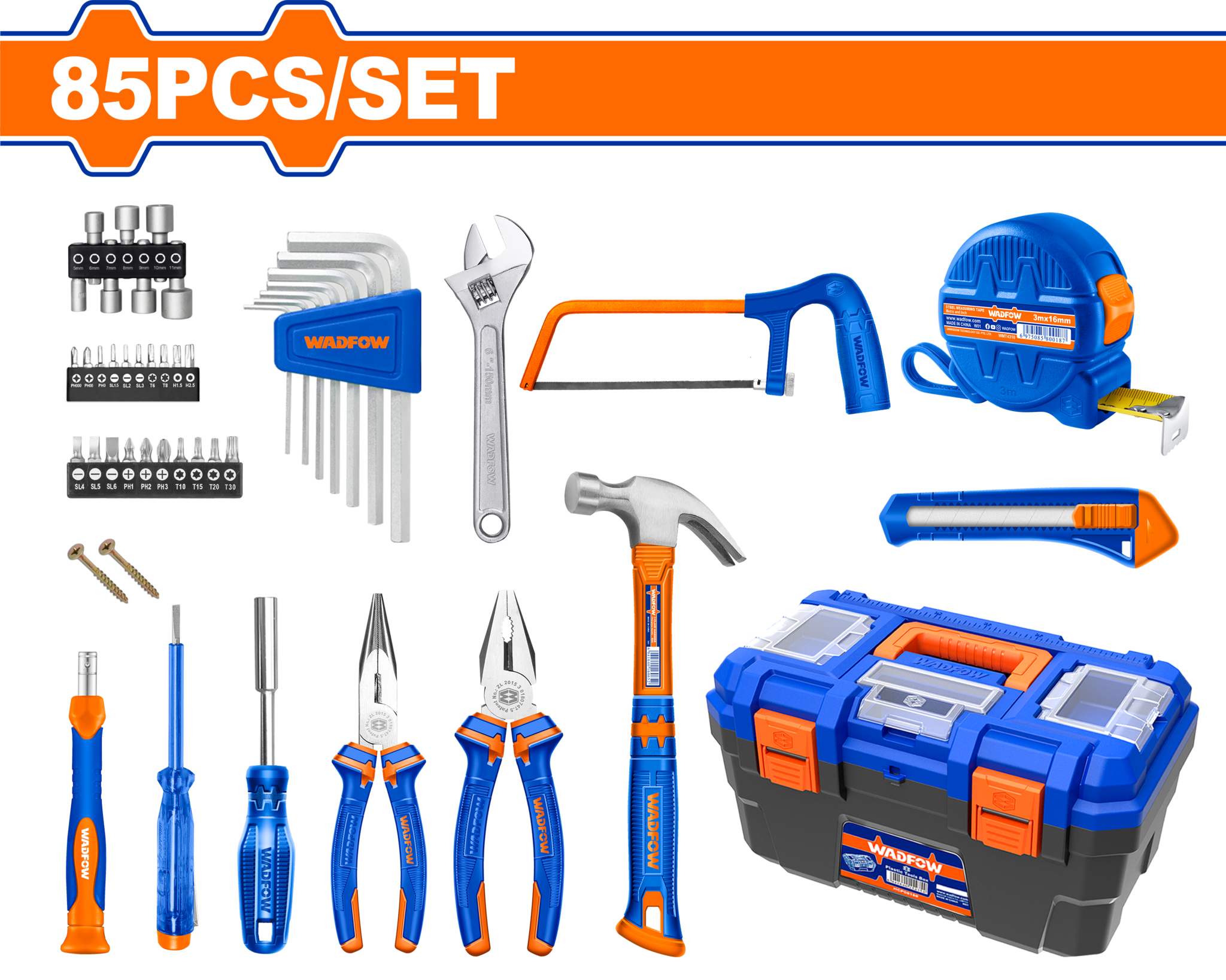 Набор ручного инструмента 85 шт WADFOW WHS3B85