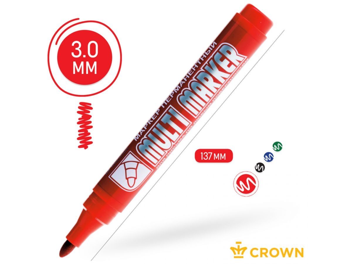  Маркер промышленный перманентный фетровый красный CROWN MULTI MARKER