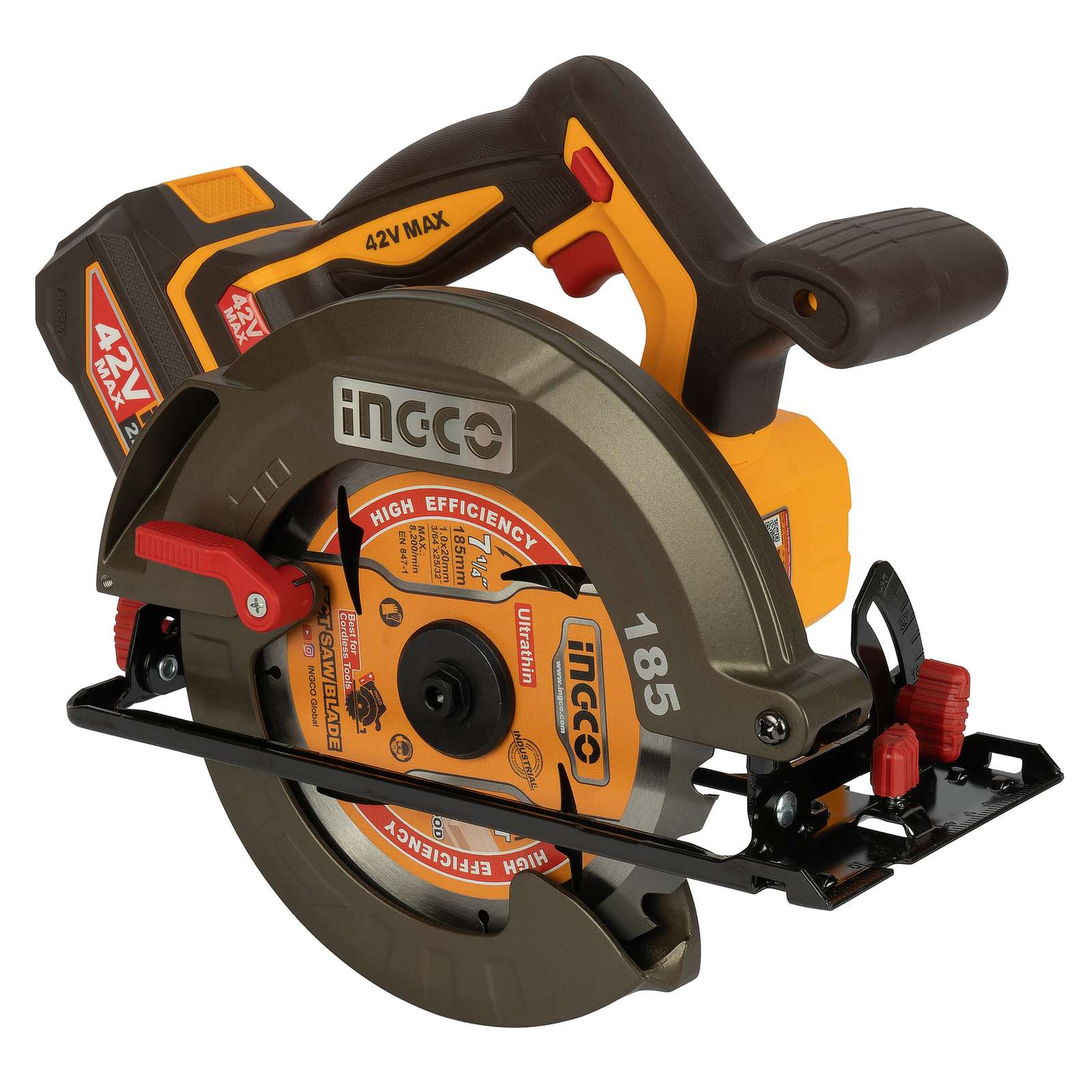Пила циркулярная 185мм 1х2,5Ач 42В Ingco CSLI4218511
