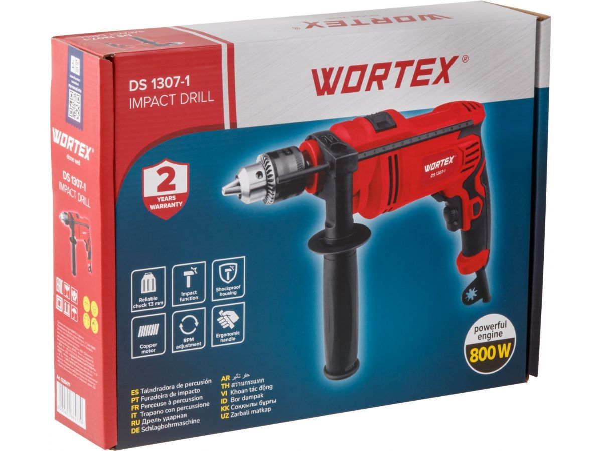 Дрель сетевая ударная WORTEX DS1307-1 800Вт