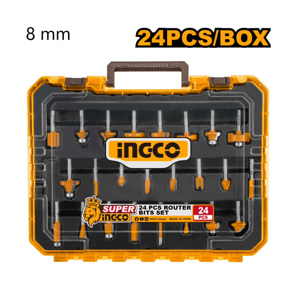 Набор фрез по дереву INGCO AKRT24082 INDUSTRIAL 24 шт. 8 мм