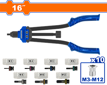 Заклепочник для резьбовых заклепок двуручный M3-M12 WADFOW WHR5B16