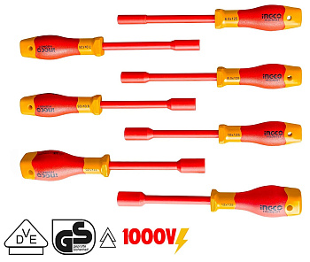 Набор отверток с изолированной гайкой из 7 шт. INGCO INDUSTRIAL HKISD0701
