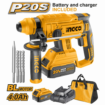 Перфоратор аккумуляторный BL 20В 2Дж INGCO CRHLI2201 INDUSTRIAL