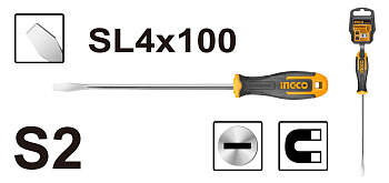 Oтвëртка плоская SL4.0x100 мм INGCO HS684100 INDUSTRIAL