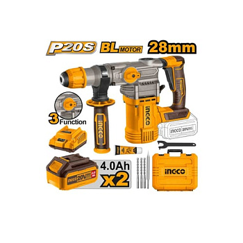 Аккумуляторный перфоратор BL 20В, 4,5Дж 2хАКБ 4Ач и ЗУ SUPER INGCO CRHLI202882 INDUSTRIAL