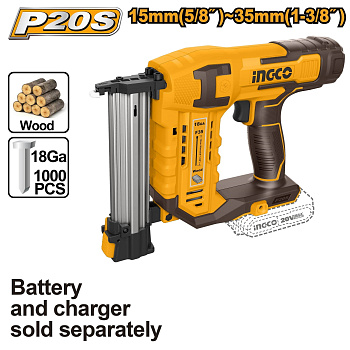 Аккумуляторный гвоздезабиватель нейлер 20Вт 15-35мм SUPER INGCO CBNLI3505 INDUSTRIAL