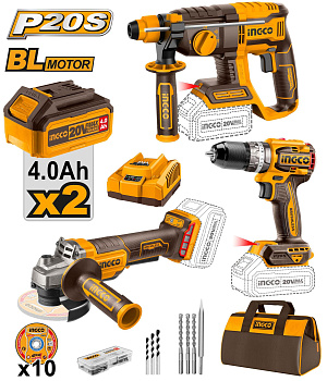 Набор аккумуляторного инструмента 3 шт 20В INGCO COSLI240202 INDUSTRIAL