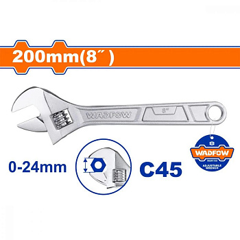 Ключ разводной 200 мм, 0-24 мм WADFOW WAW1108