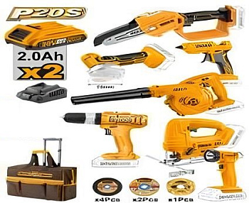 Комбинированный набор "все в одном" из 7 шт литий-ионных аккумуляторов INGCO CKLI20216