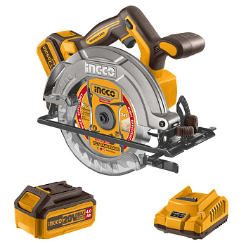 Аккумуляторная циркулярная пила 20В 165 мм б/щ INGCO CSLI16521 INDUSTRIAL